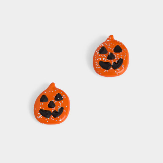 Sparkle Pumpkin Studs - Orange - Halloween