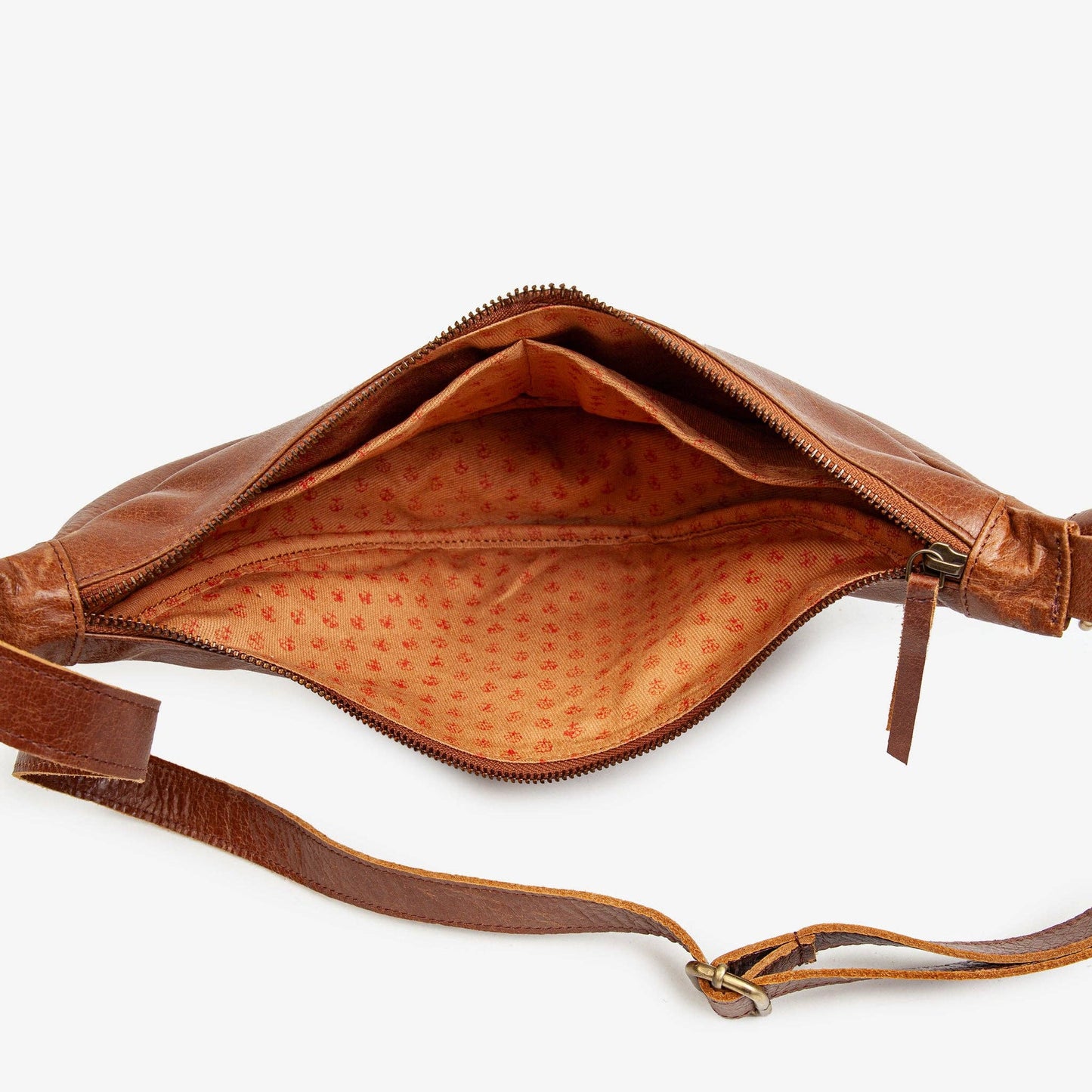 Leather Moon Sling Bag - in Camel