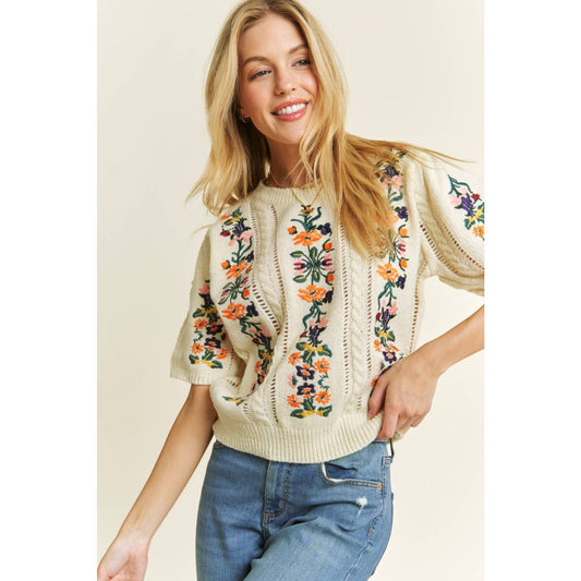 Floral Embroidery Sweater