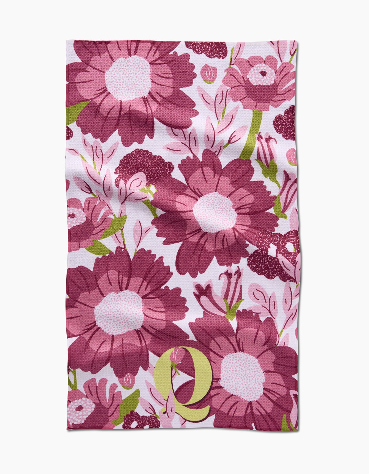 Geometry Monogram Floral Tea Towel