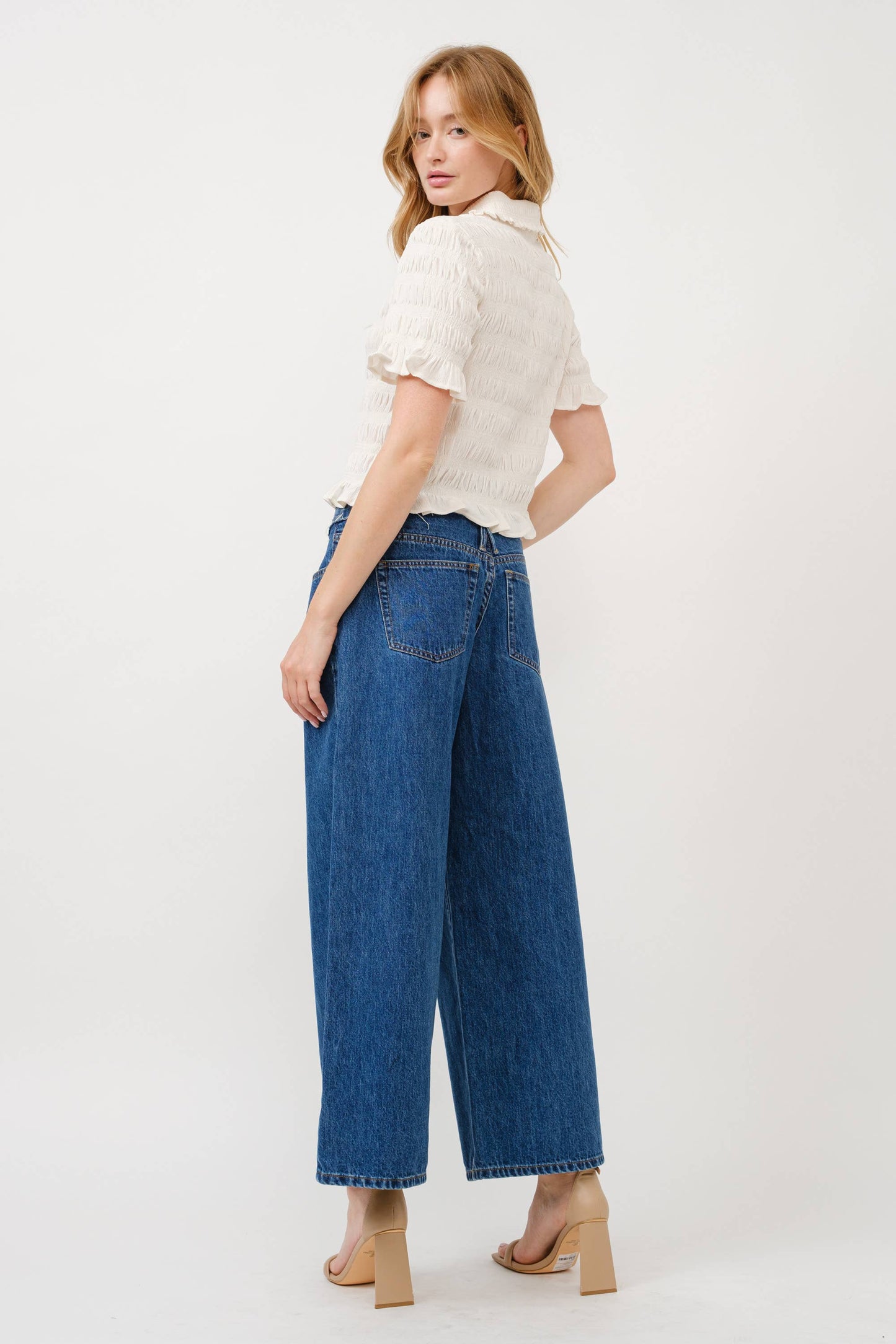 Waist Cut Wide Leg Jeans