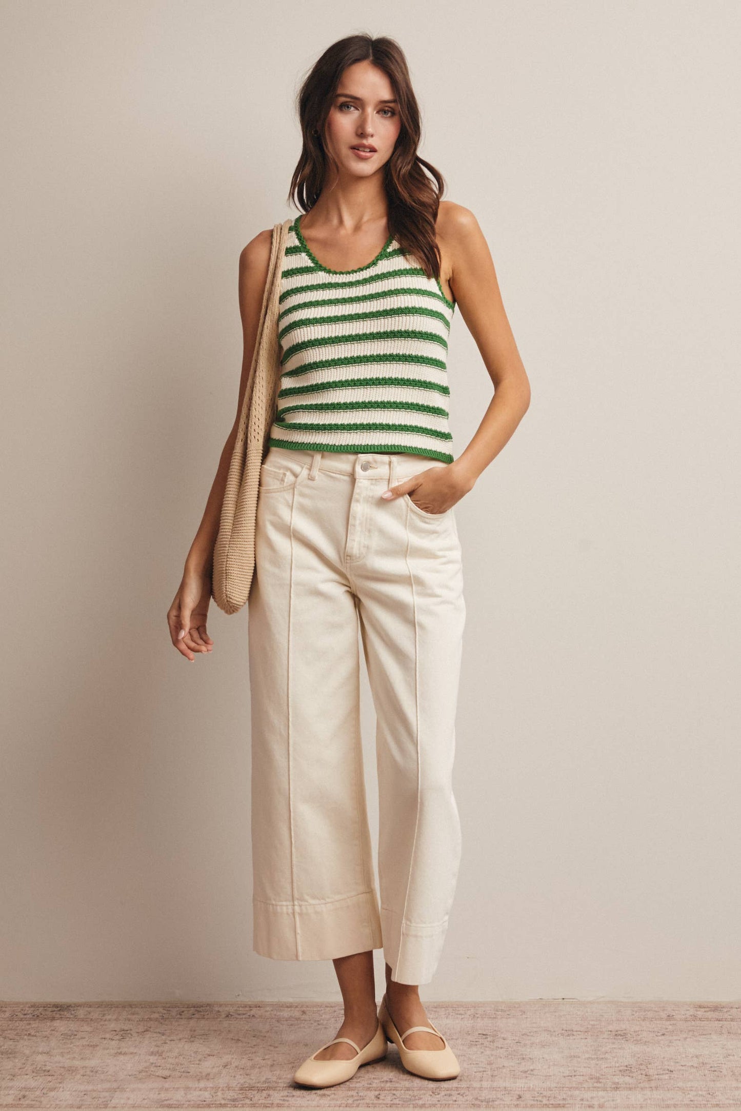 Striped Crochet Knit Tank