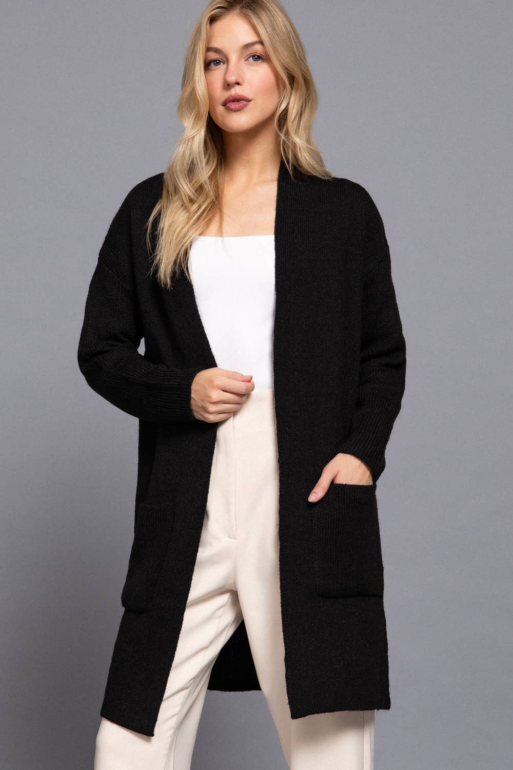Long Sleeve with Pocket Open Sweater Cardigan