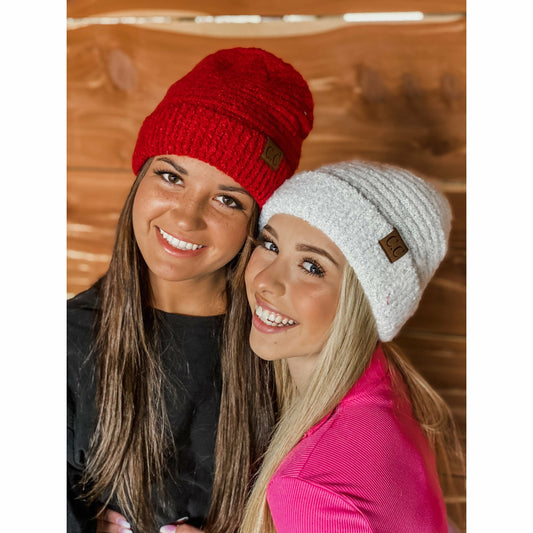 CC Beanie Solid Boucle Knit Cuff