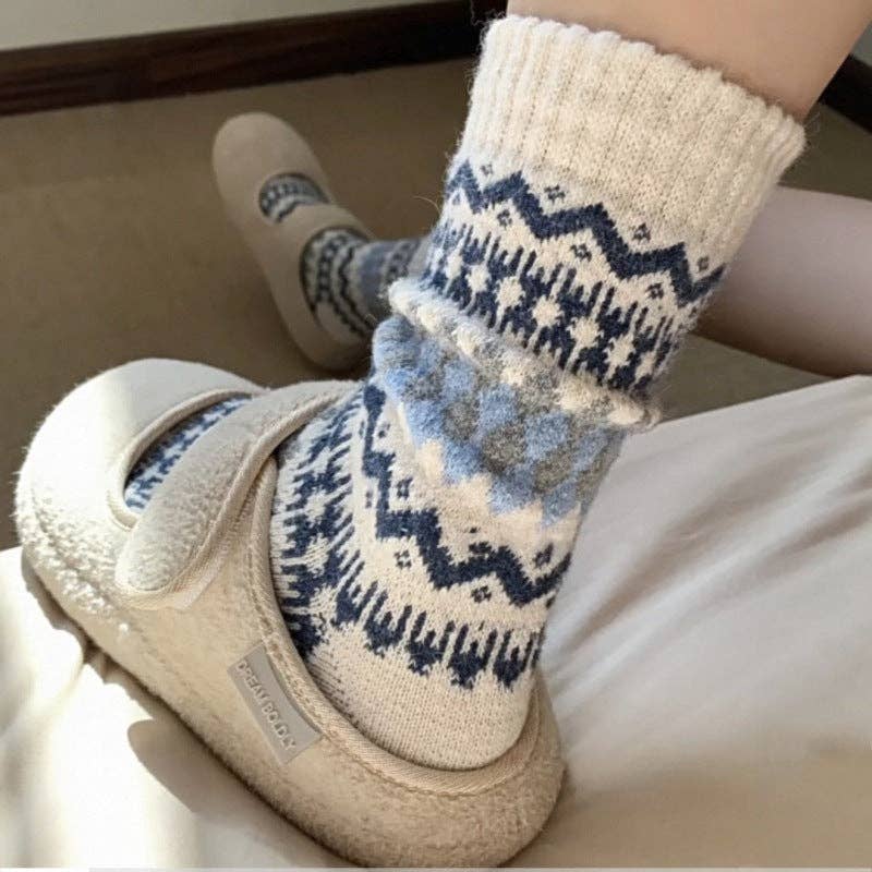 Retro Fair Isle PrintClouchy Socks