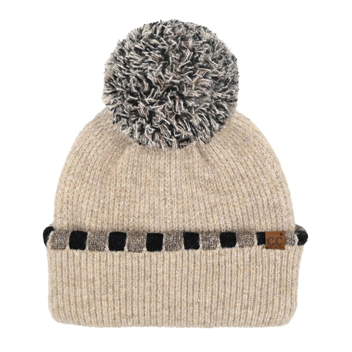 CC Beanie Neutral Horizontal Stripe Cuffed