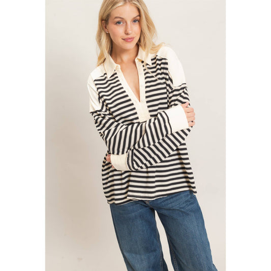 Striped Henley Sweatshirt