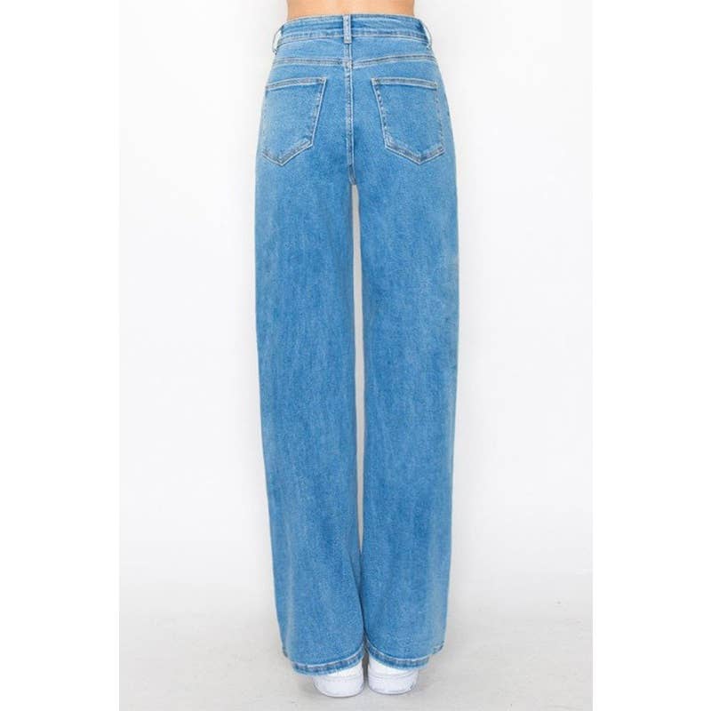 Wax Jeans-Straight Wide Leg Jeans