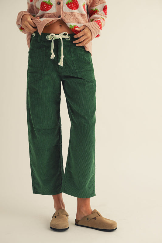 Corduroy Relaxed Pocket Rope String Pants