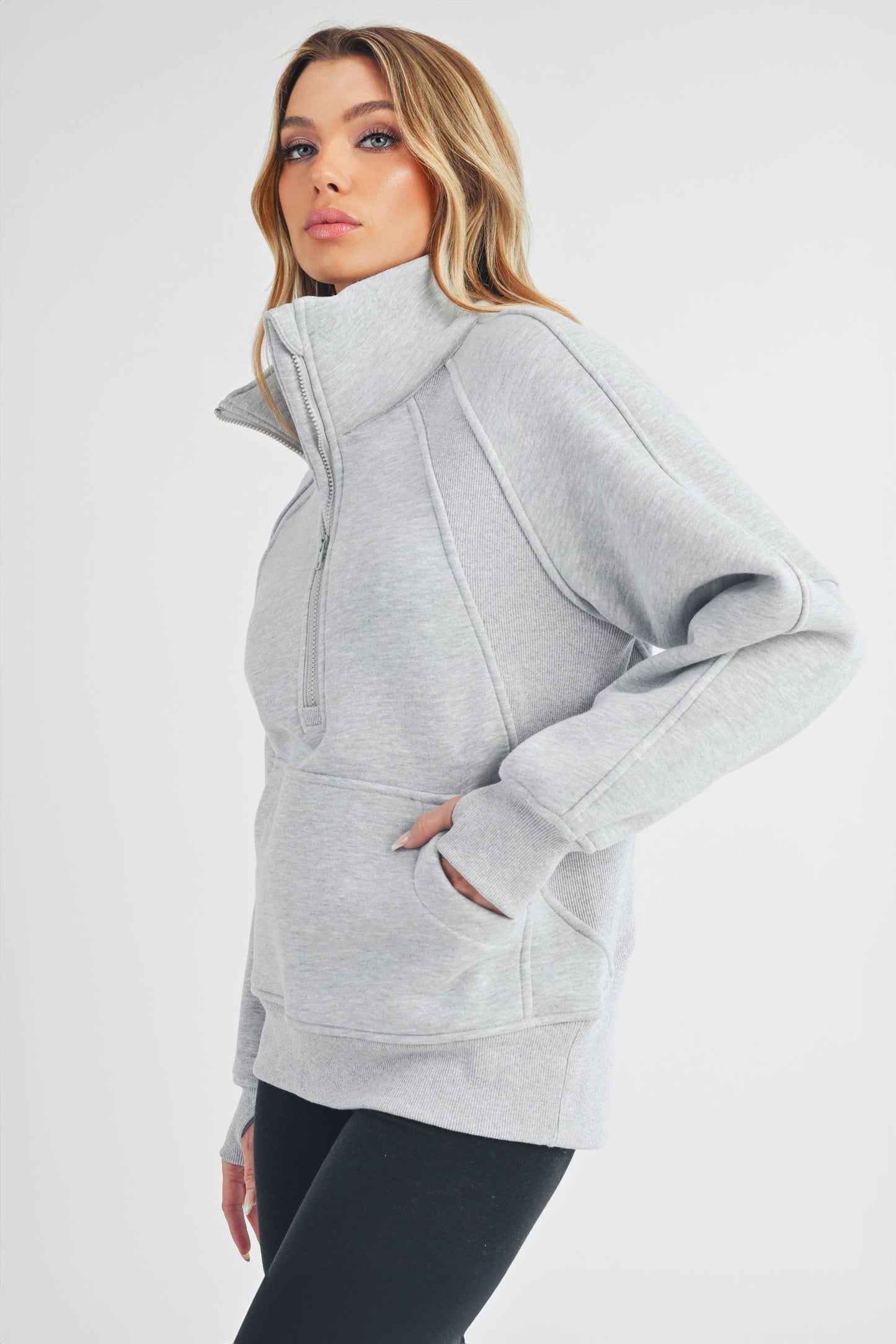 Long Funnel Neck Half Zip