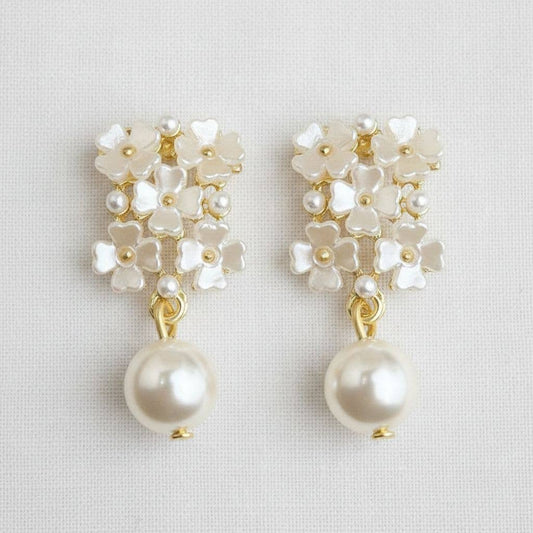 Floral Pearl Drop Earrings with Vintage Charm