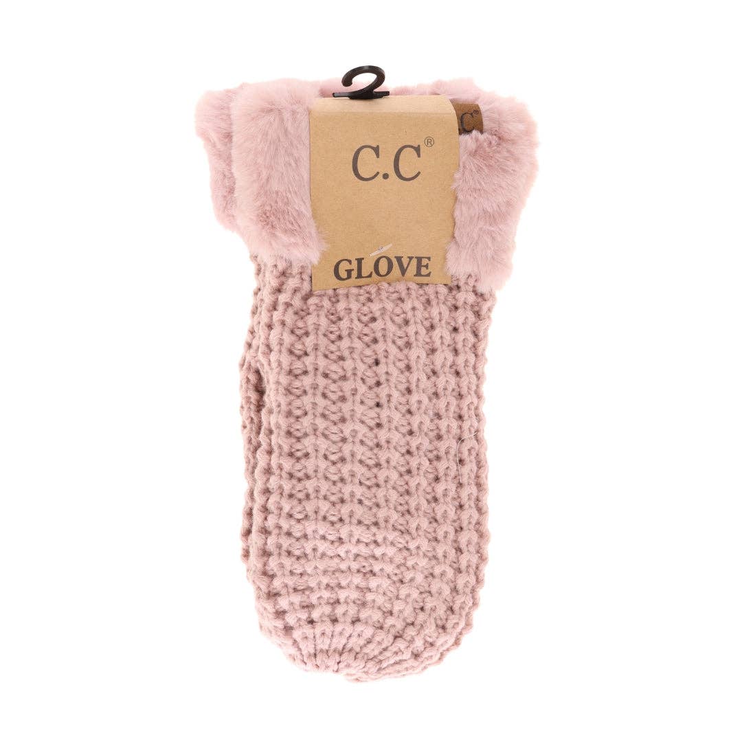 Waffle Knit C.C Women's Mittens