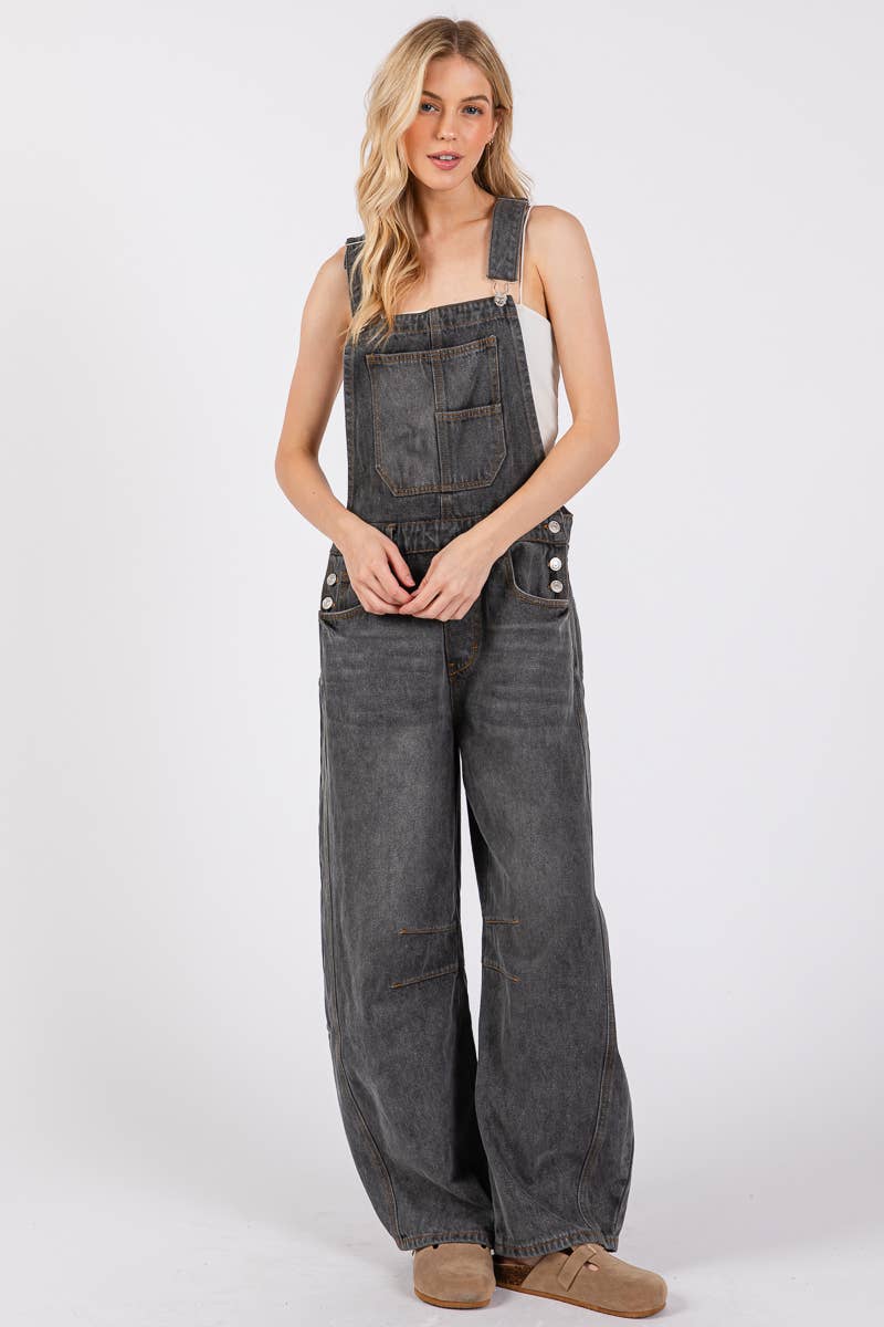 Washed Denim Overall Jumpsuit