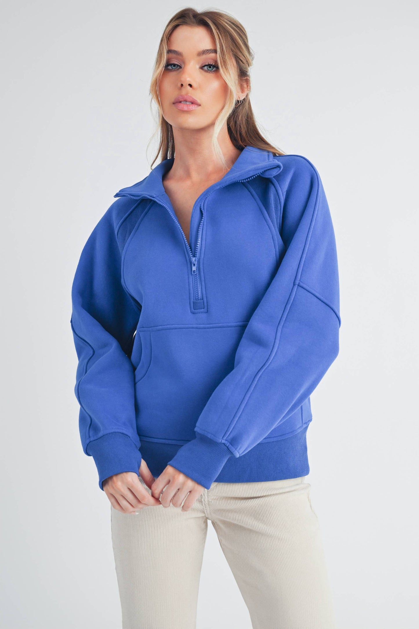 Long Funnel Neck Half Zip