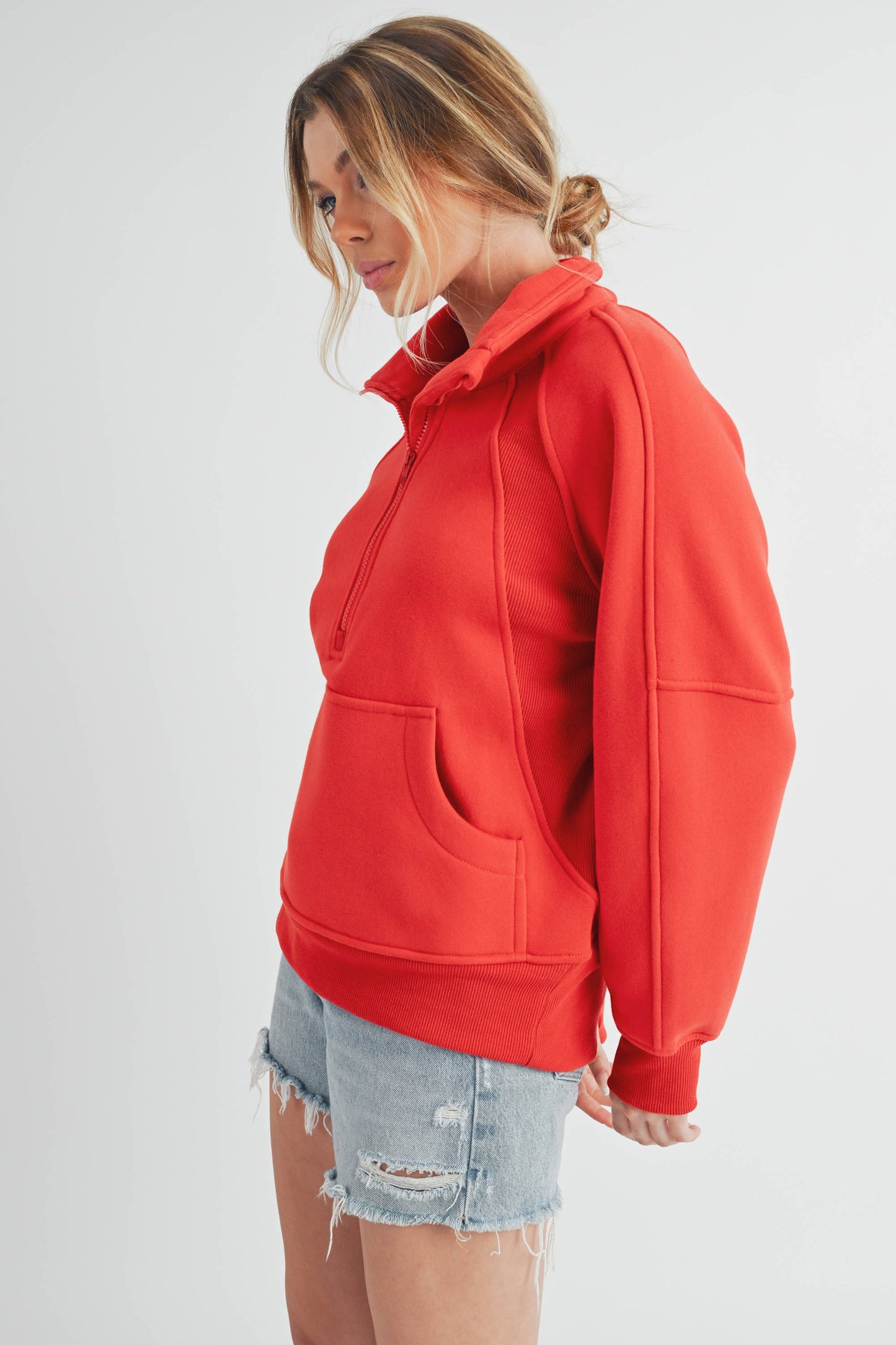Long Funnel Neck Half Zip
