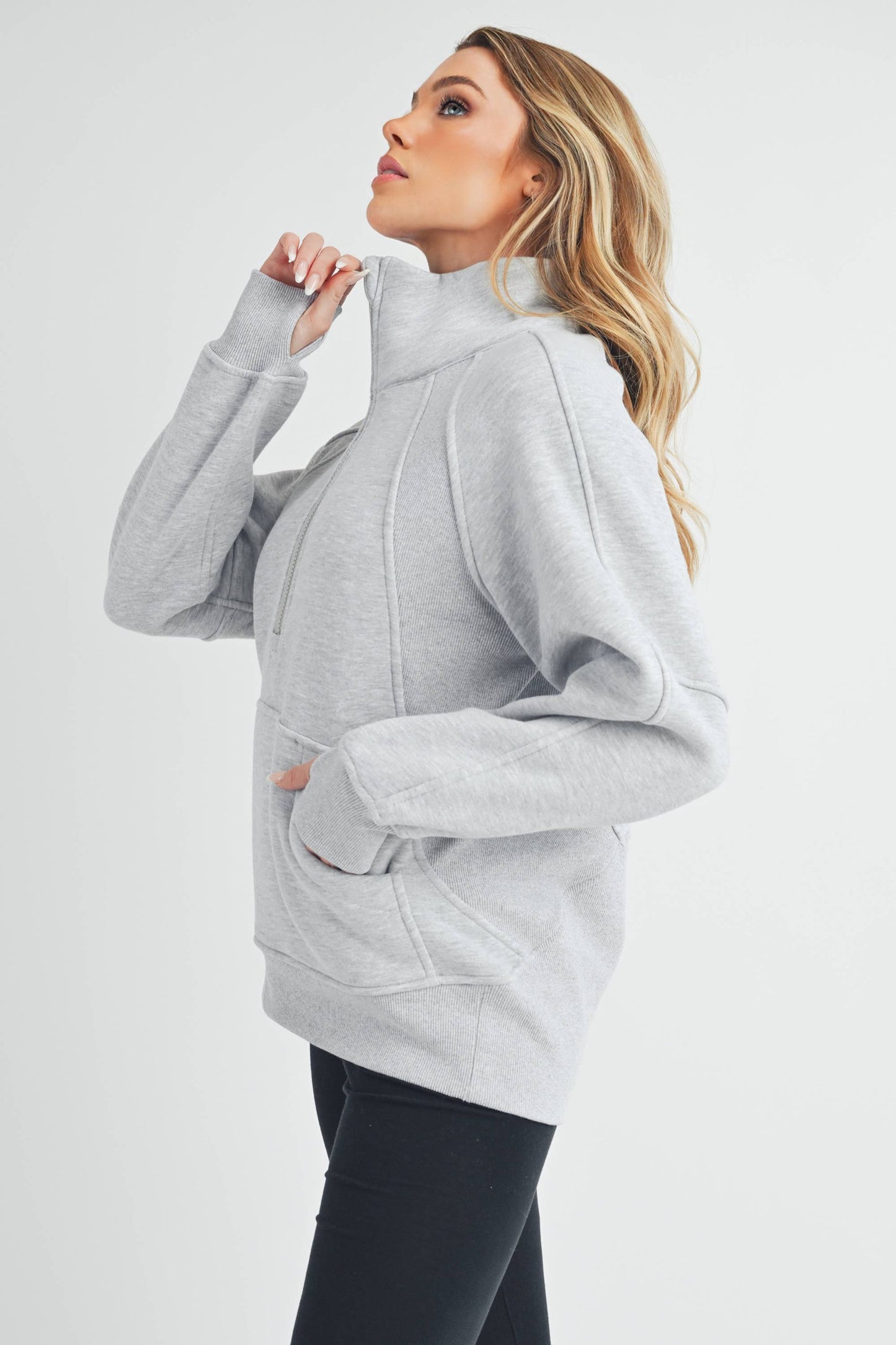 Long Funnel Neck Half Zip