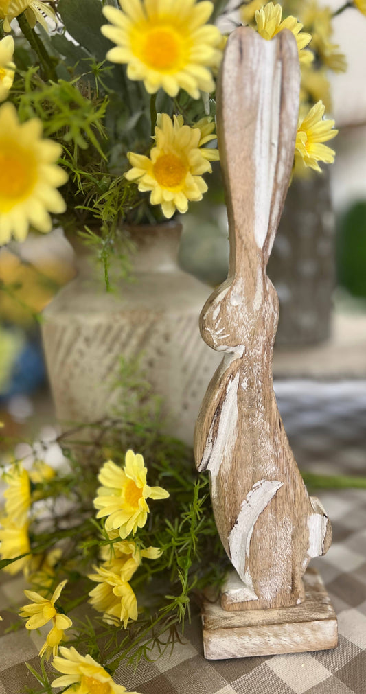 Whitewashed Wooden Bunny