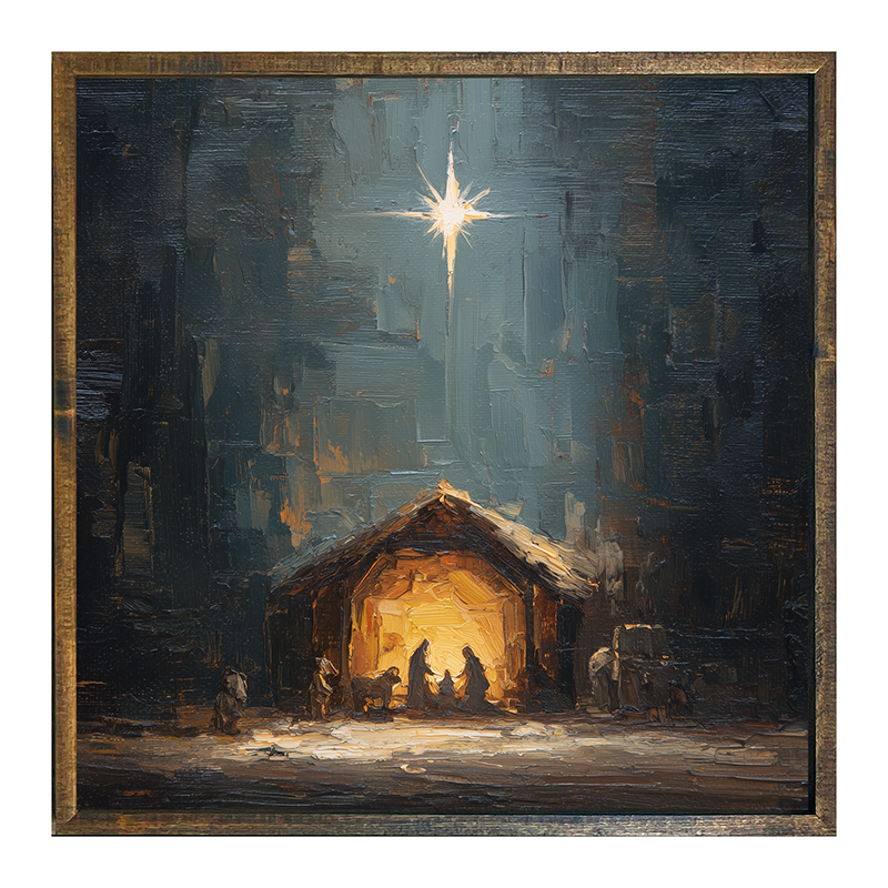 The Nativity at Night - Square Box Frame