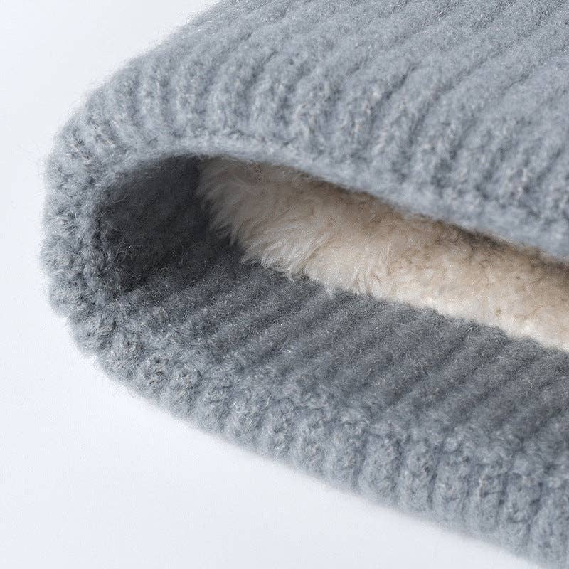 Splicing Striped Padded Knit Pom Beanie MK2BLW6W6HAT298