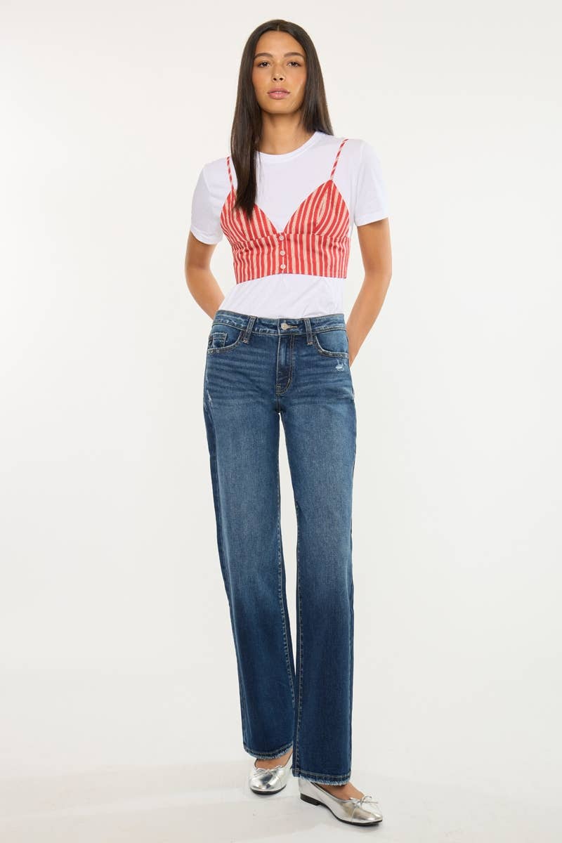 Crater Mid Rise Wide Leg Jeans Kan Can