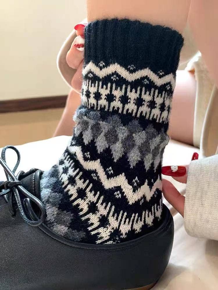 Retro Fair Isle PrintClouchy Socks