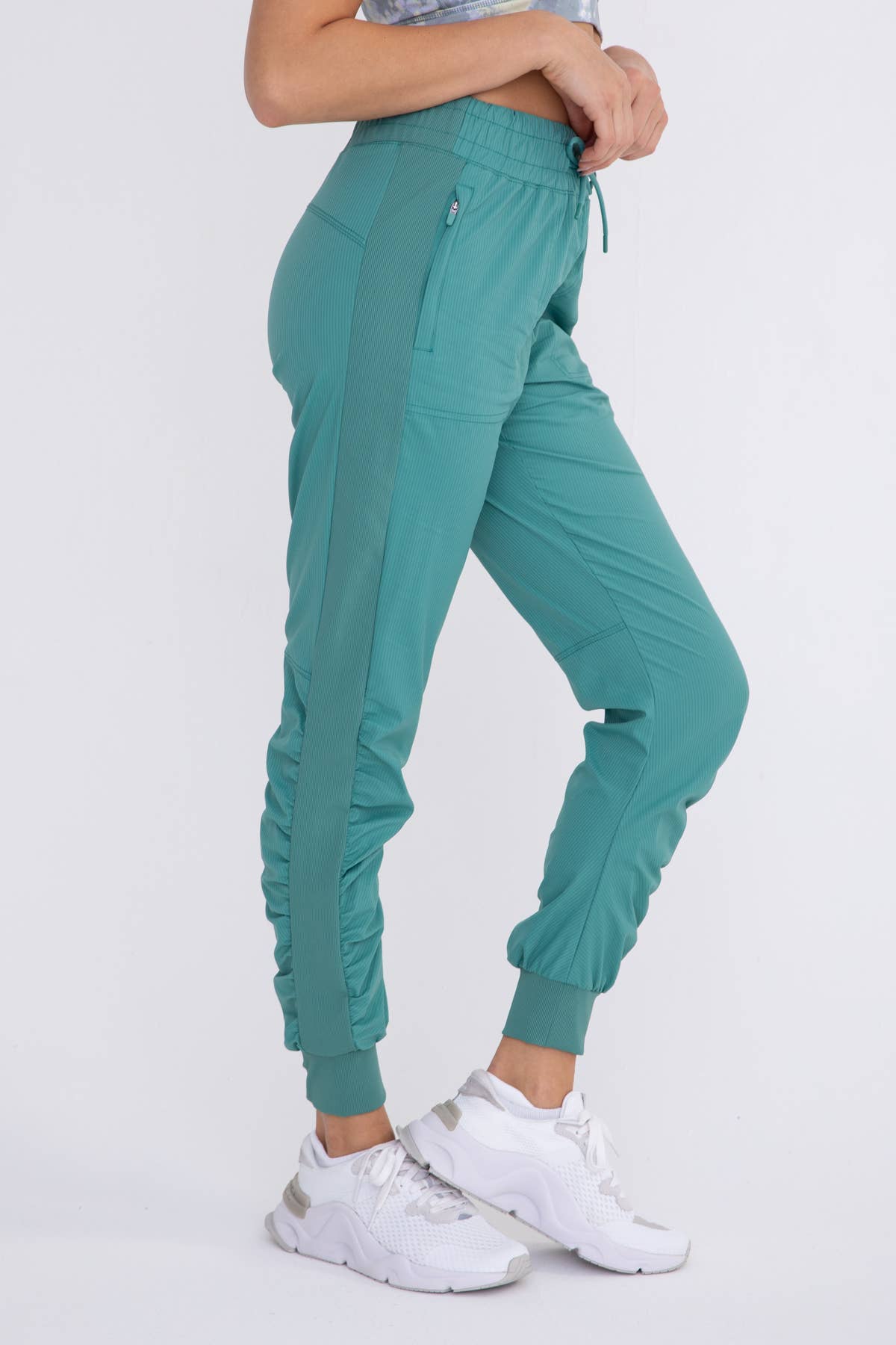 Striped Joggers with Ribbed Side Panels