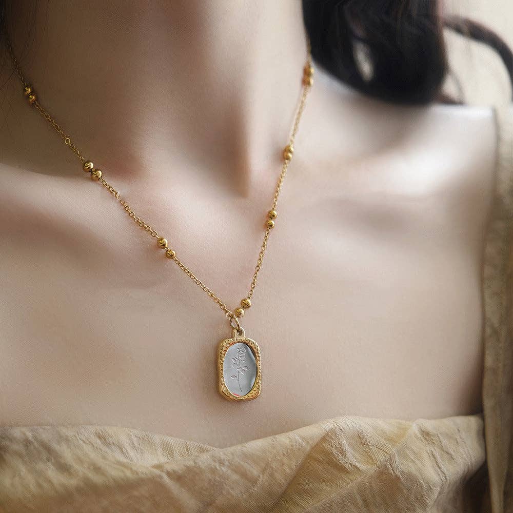 Mirror Rose Titanium Steel Necklace