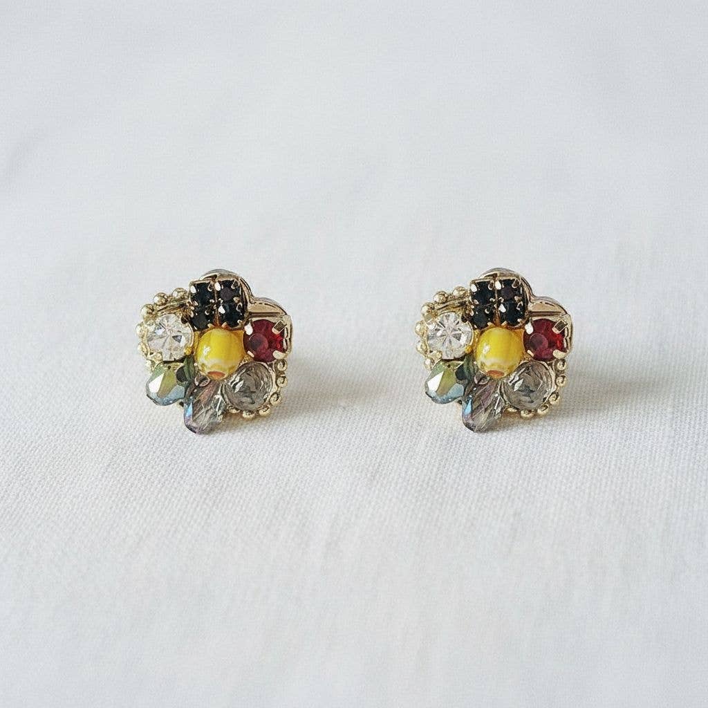 Micro-Set Cubic Zirconia Flower Stud Earrings