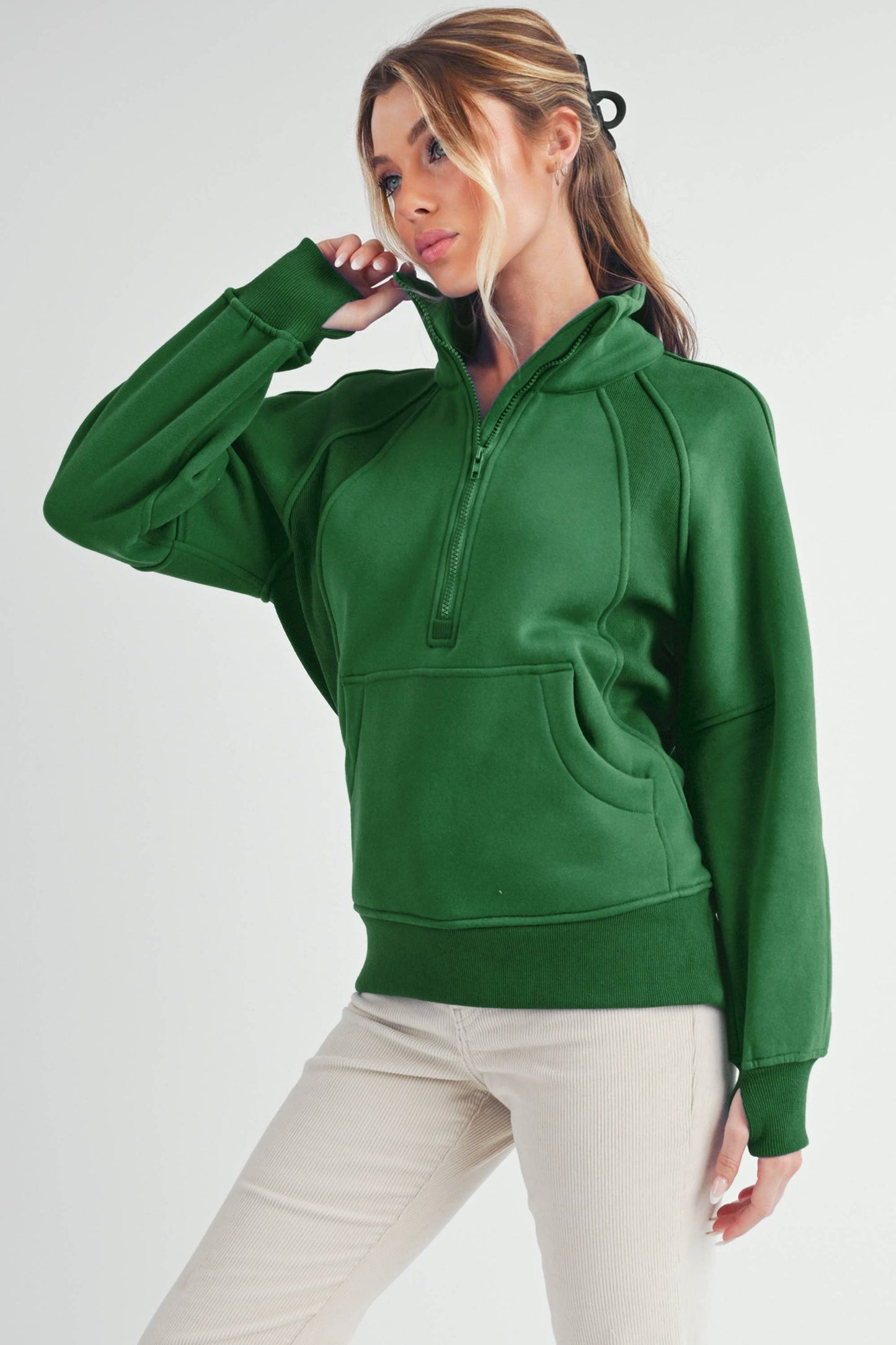 Long Funnel Neck Half Zip