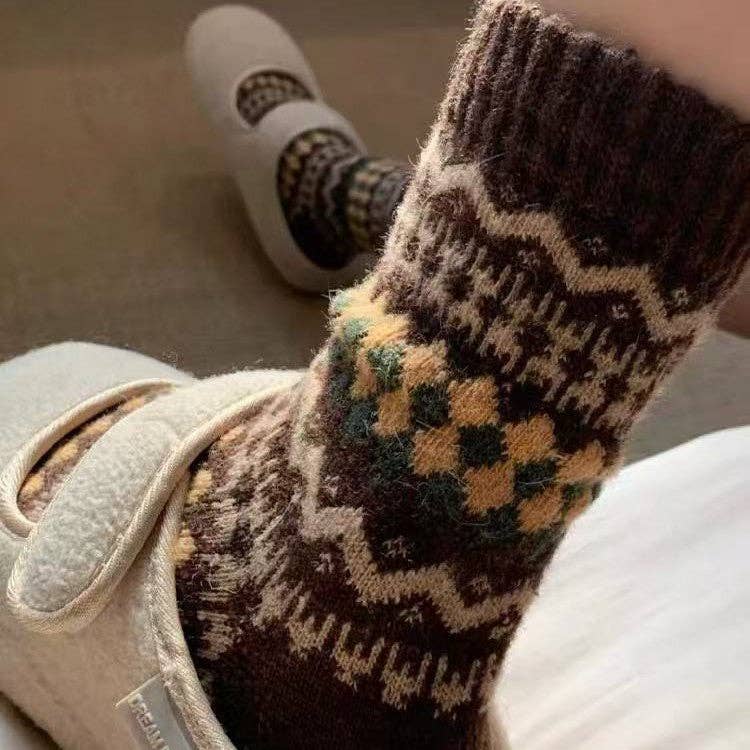 Retro Fair Isle PrintClouchy Socks