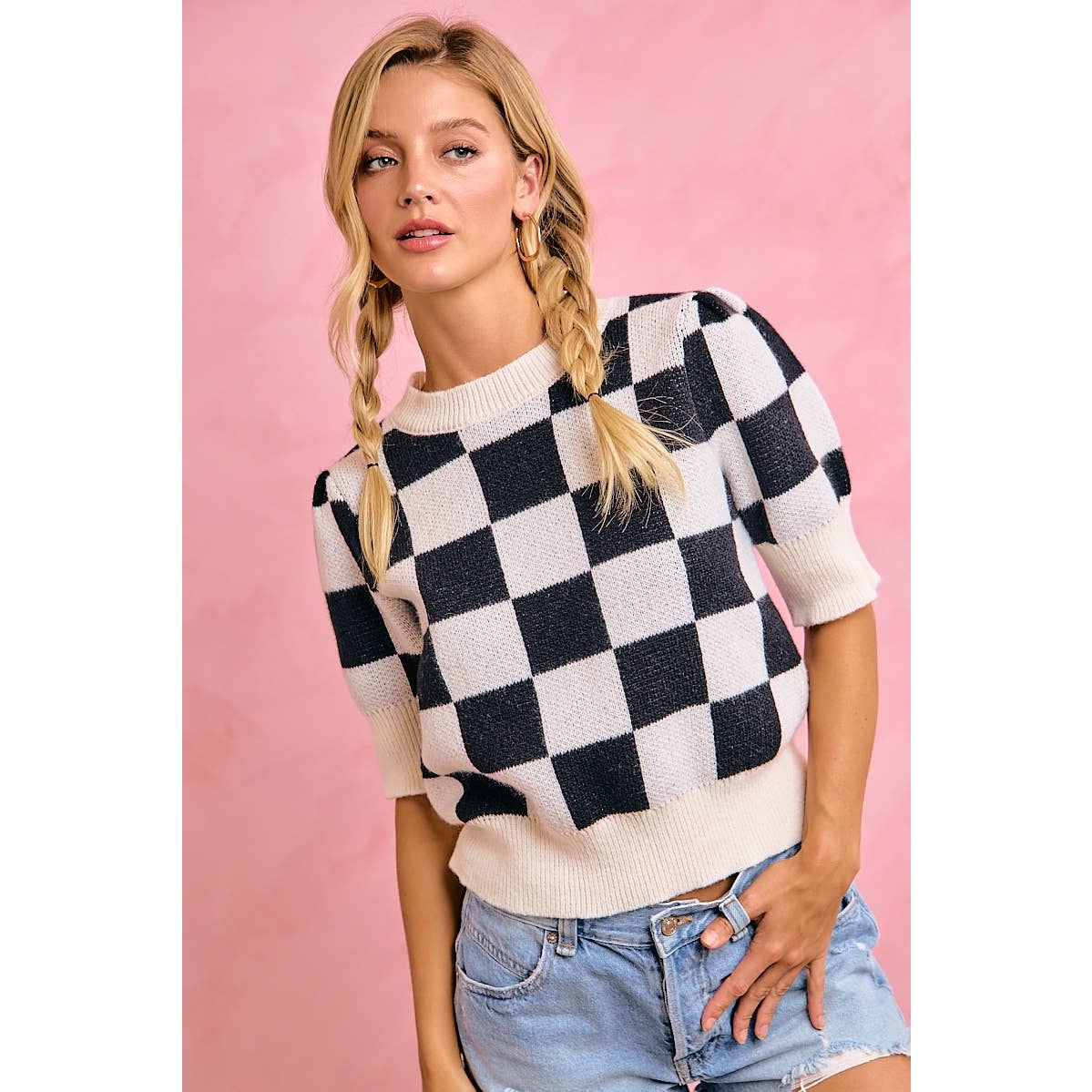Gameday Checker Knit Top