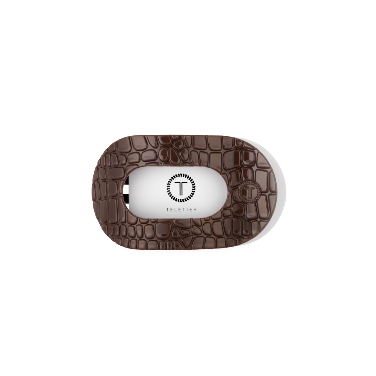 Brown Crocodile | Small | Flat Round Hair Clip