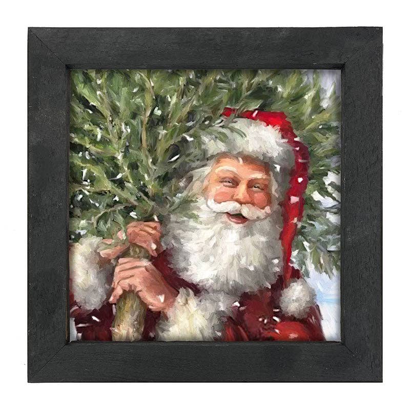 Classic Santa carrying tree