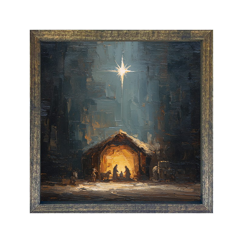 The Nativity at Night - Square Box Frame