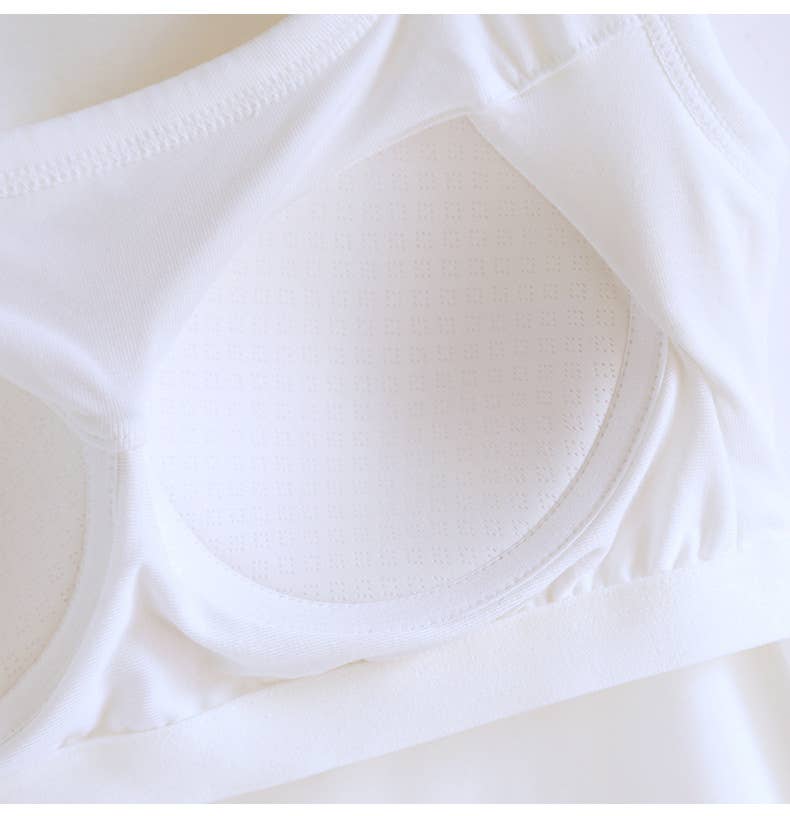 Queen-anne neck cotton blend built-in bra tank top
