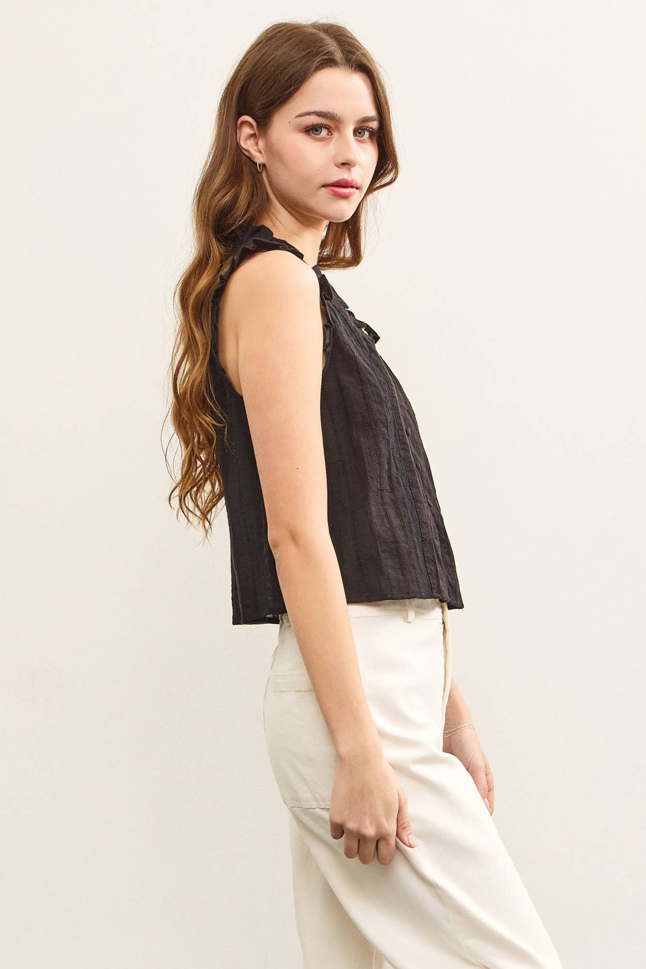 Ruffled V Neck Top