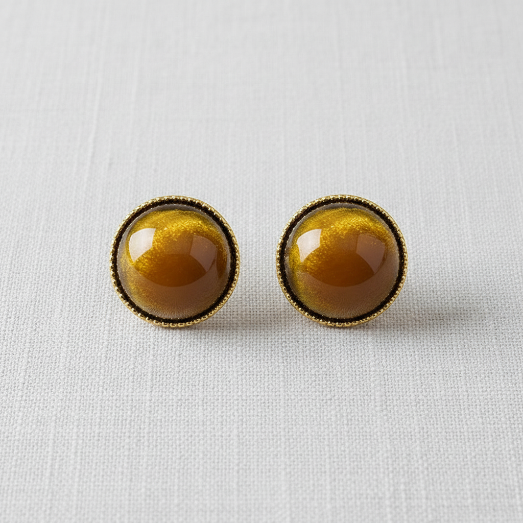 Round Tiger's Eye Stud Earrings