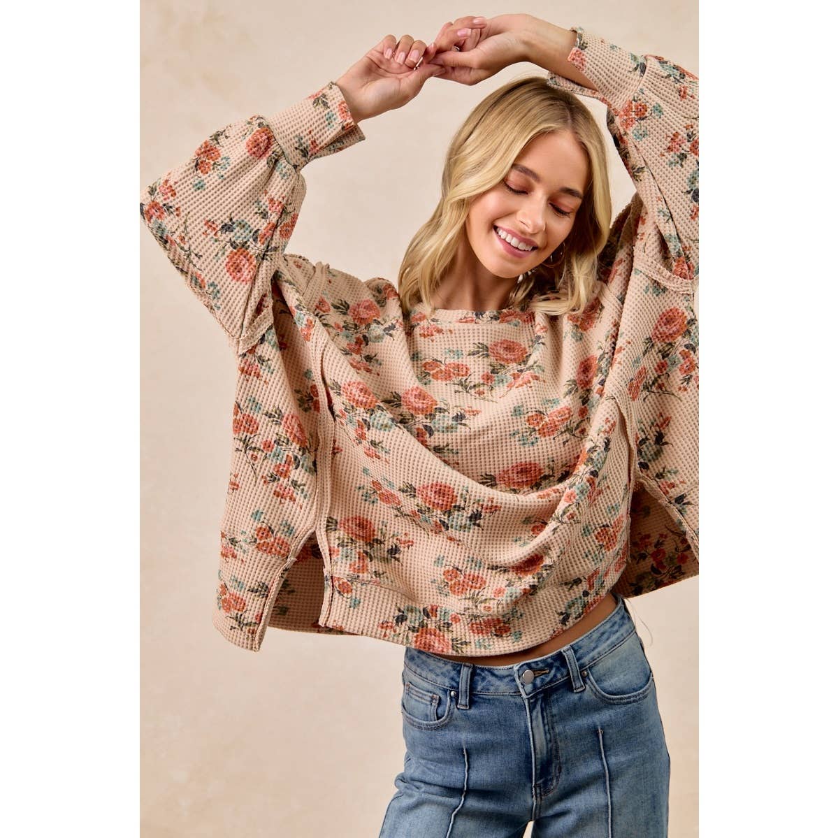 Floral Print Waffle Shirt