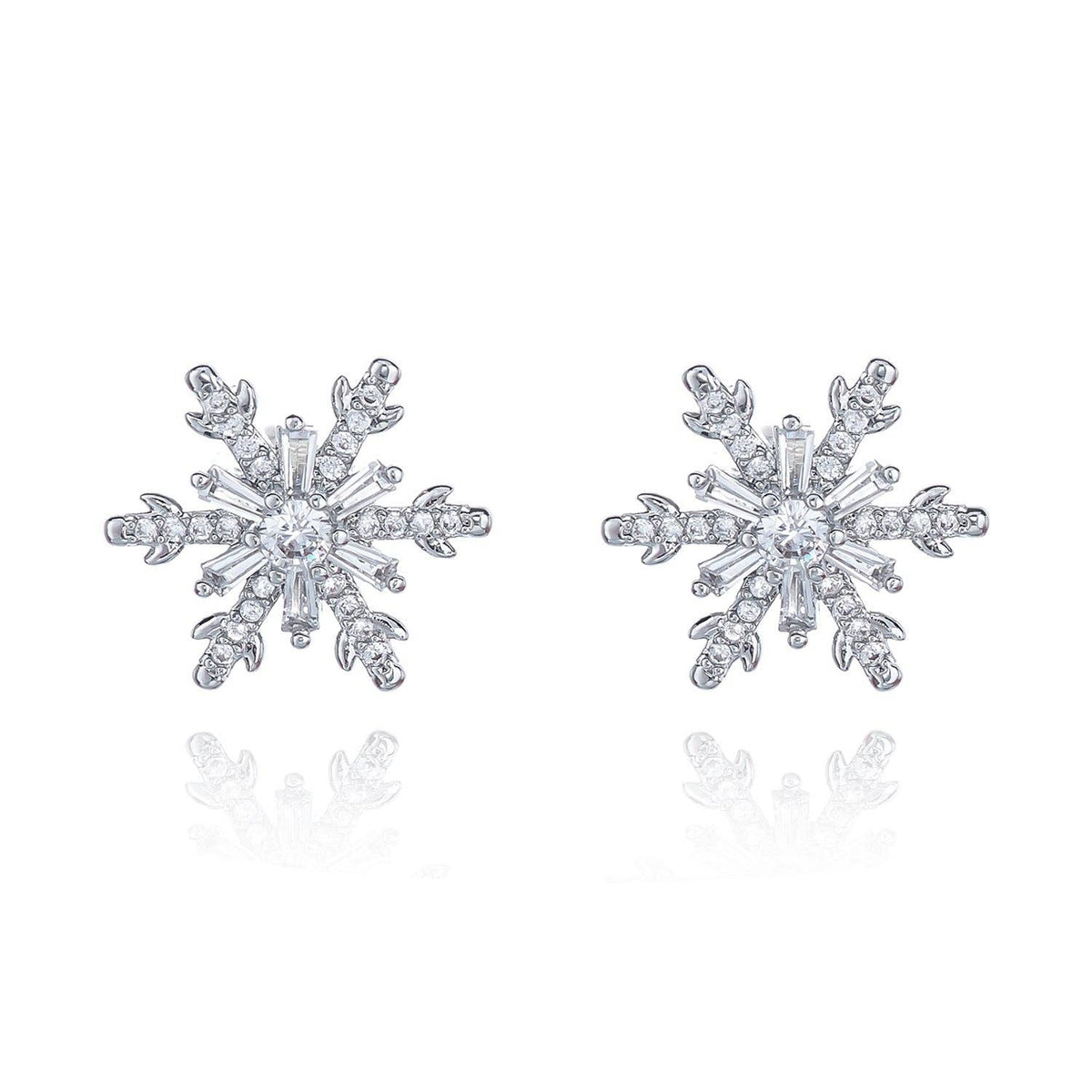 Rhinestone Snowflake Christmas Earrings