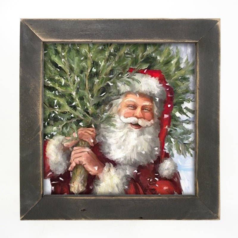 Classic Santa carrying tree