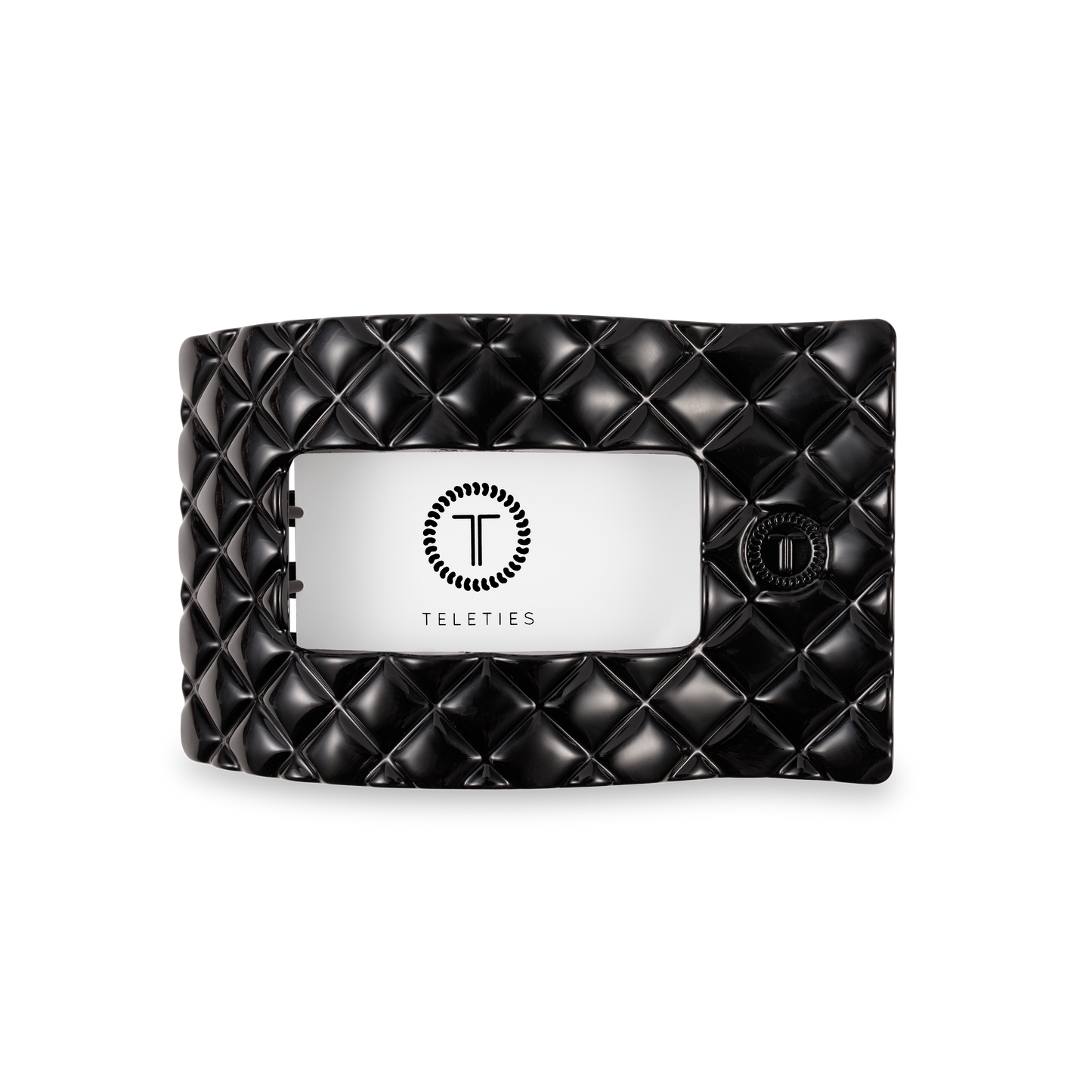 Flat Rectangle Hair Clip | Medium | Jet Black Quilted