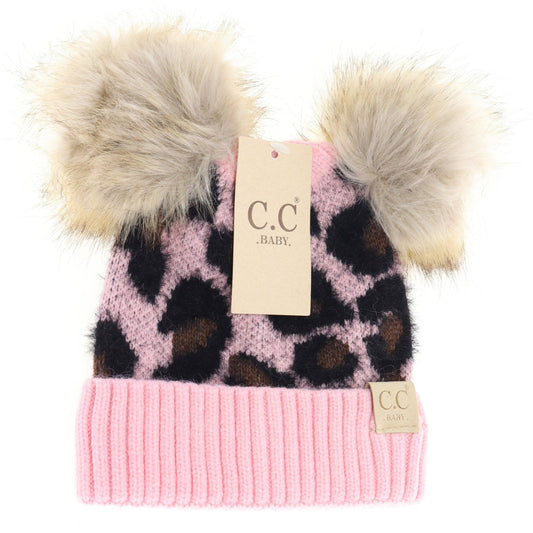 C.C Beanie BABY Leopard Double Pom Hat