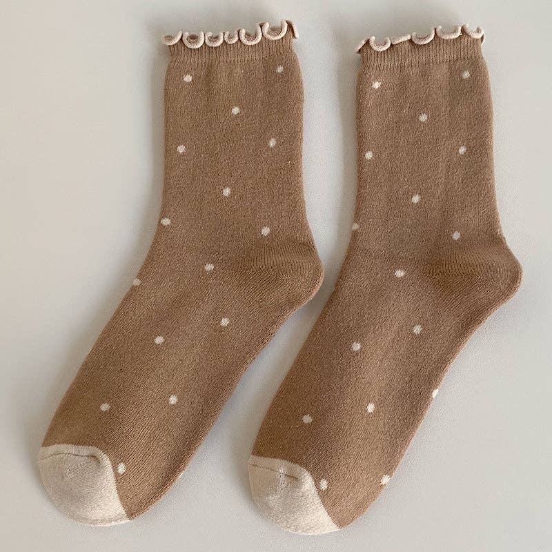 Polka Dots Ruffle Crew Socks