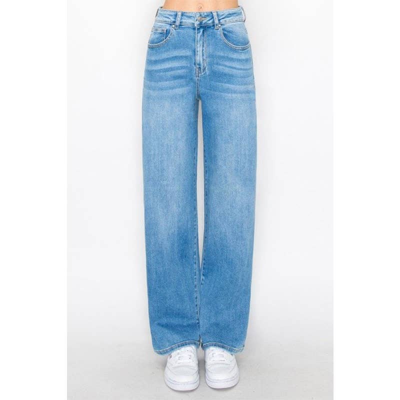 Wax Jeans-Straight Wide Leg Jeans