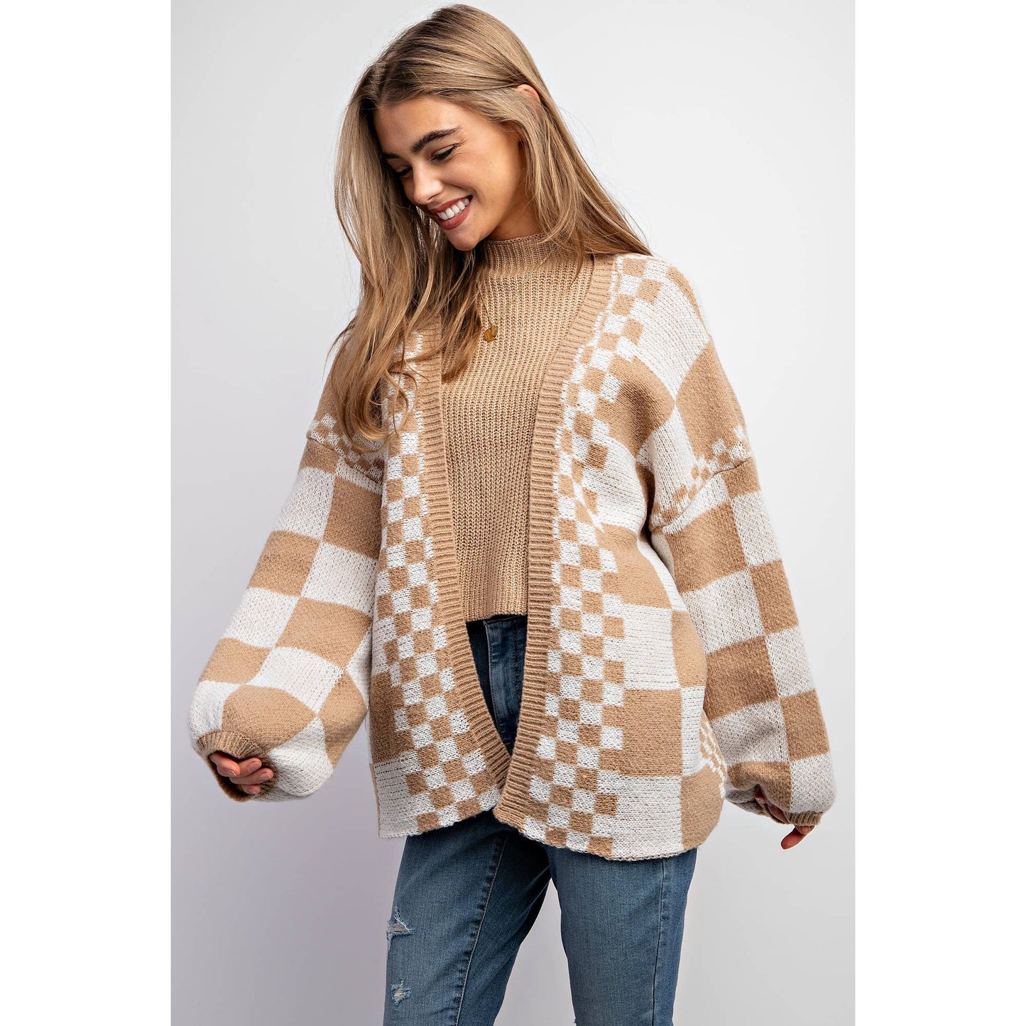 Checker Knit Cardigan