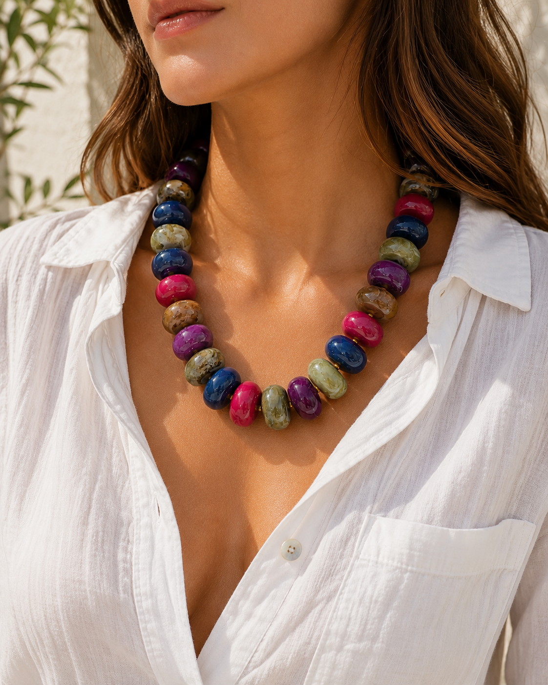Chunky Marble Bead Necklace