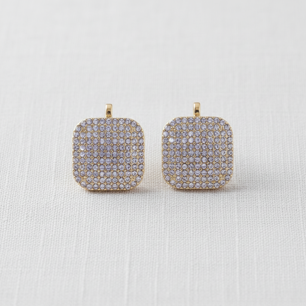 Gold-Plated Zircon Geometric Earrings