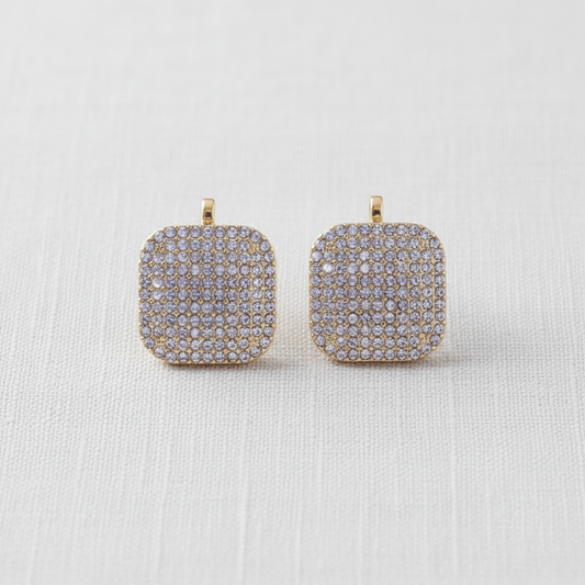 Gold-Plated Zircon Geometric Earrings