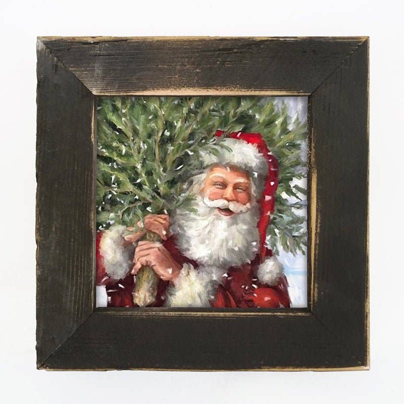Classic Santa carrying tree