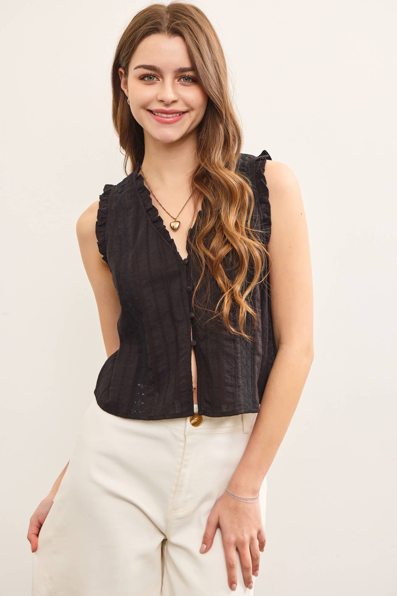 Ruffled V Neck Top